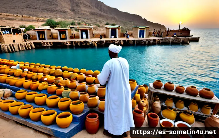소말릴란드와 페르시아 역사적 관계 - Photorealistic historical reconstruction of a medieval Somaliland harbor on the Gulf of Aden, Persia...